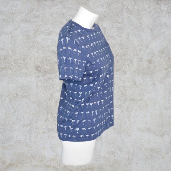 Tommy Hilfiger Light Denim Blue Tee with White Palm Trees All Over Print - Picture 3 of 9